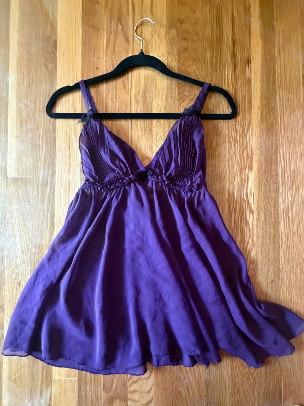 Purple Satin & Chiffon baby doll dress Chemise size medium